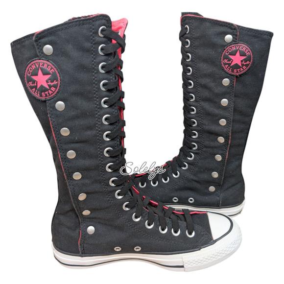 Converse Shoes - Converse 2012 XXHI Calf Knee High 17 Eyelet Side Snap Black Pink Sneaker Boot 7